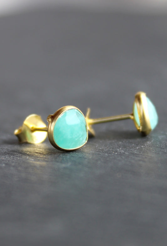 Lydia - Amazonite Gemstone & Gold Stud Earring