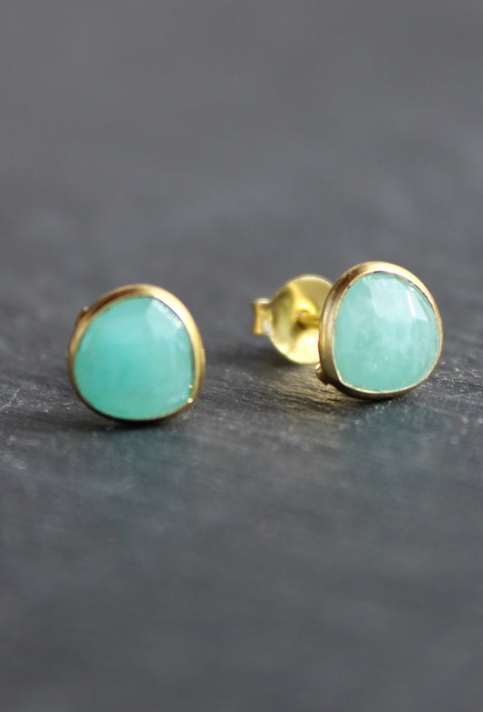 Lydia - Amazonite Gemstone & Gold Stud Earring