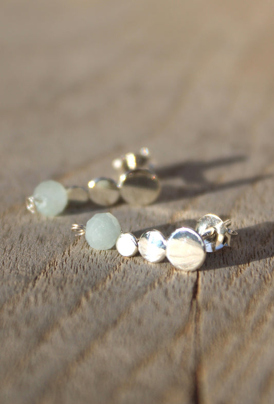 Gemstone Balance Earrings ~ Silver