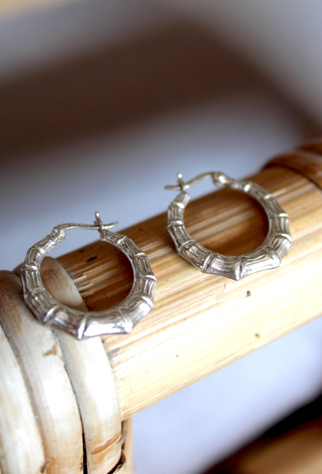 Tiki ~ Bamboo Textured Hoop Earrings