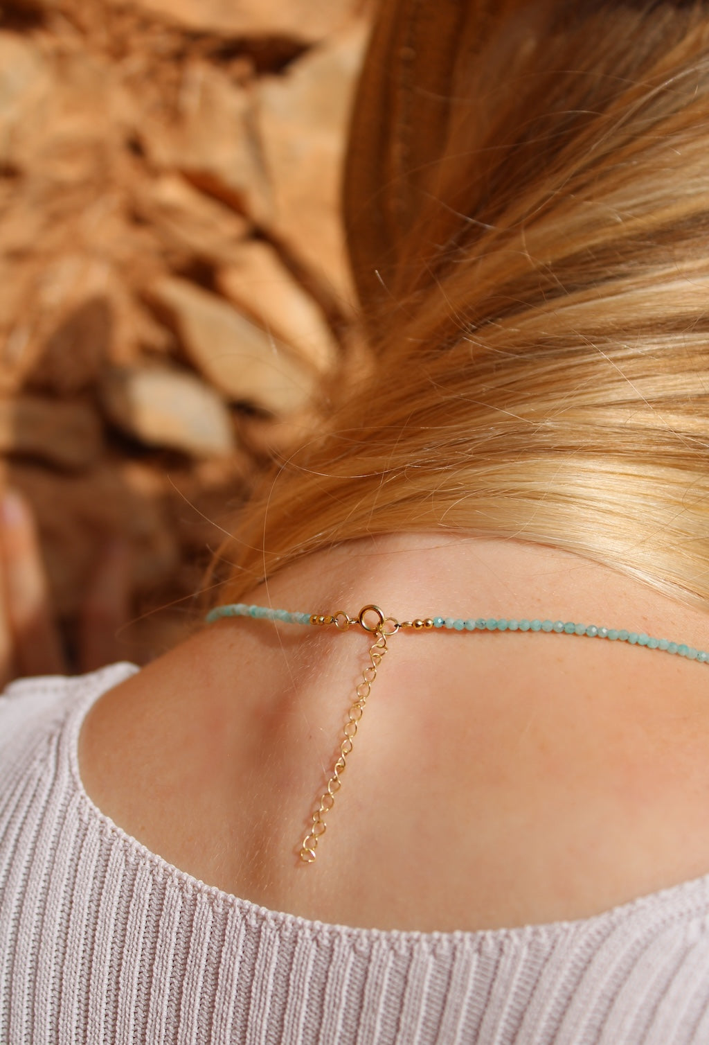 Cosmos - Mini Gemstone Beaded Necklace - Amazonite & Gold