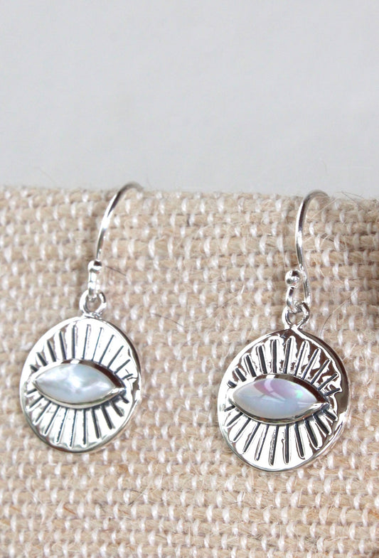 Protective Eye Sea Shell Talisman Drop Earrings