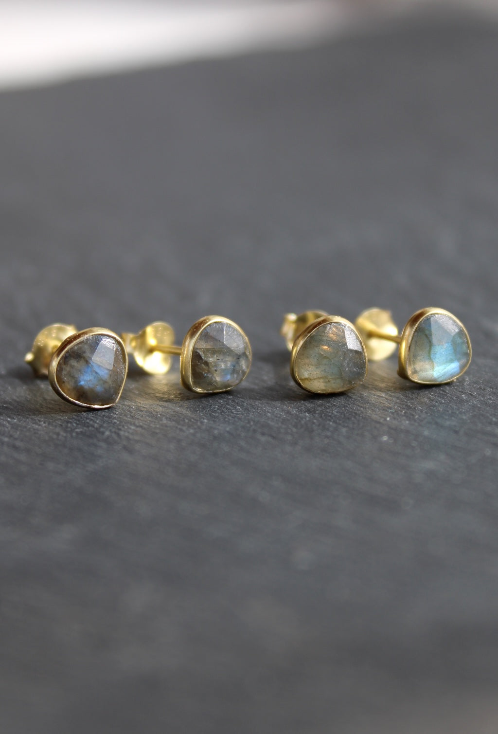Lydia - Labradorite Gemstone & Gold Stud Earring