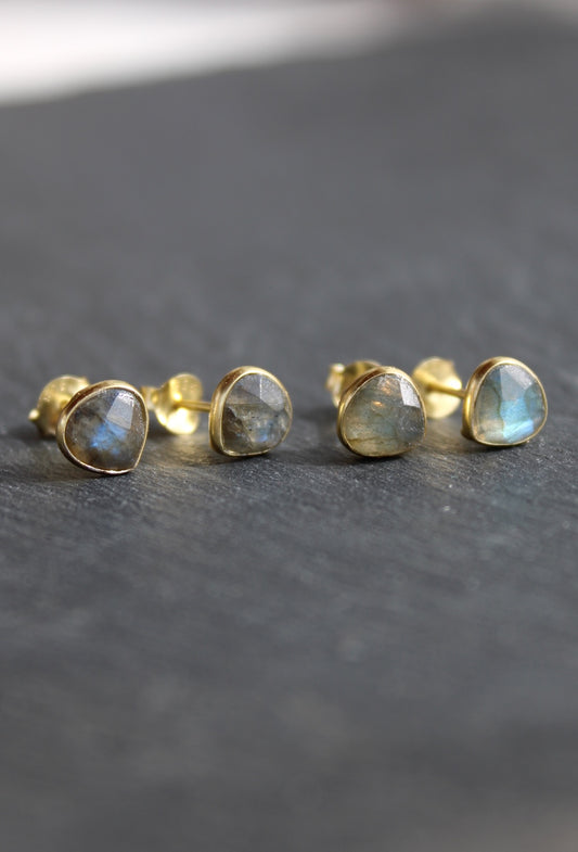 Lydia - Labradorite Gemstone & Gold Stud Earring