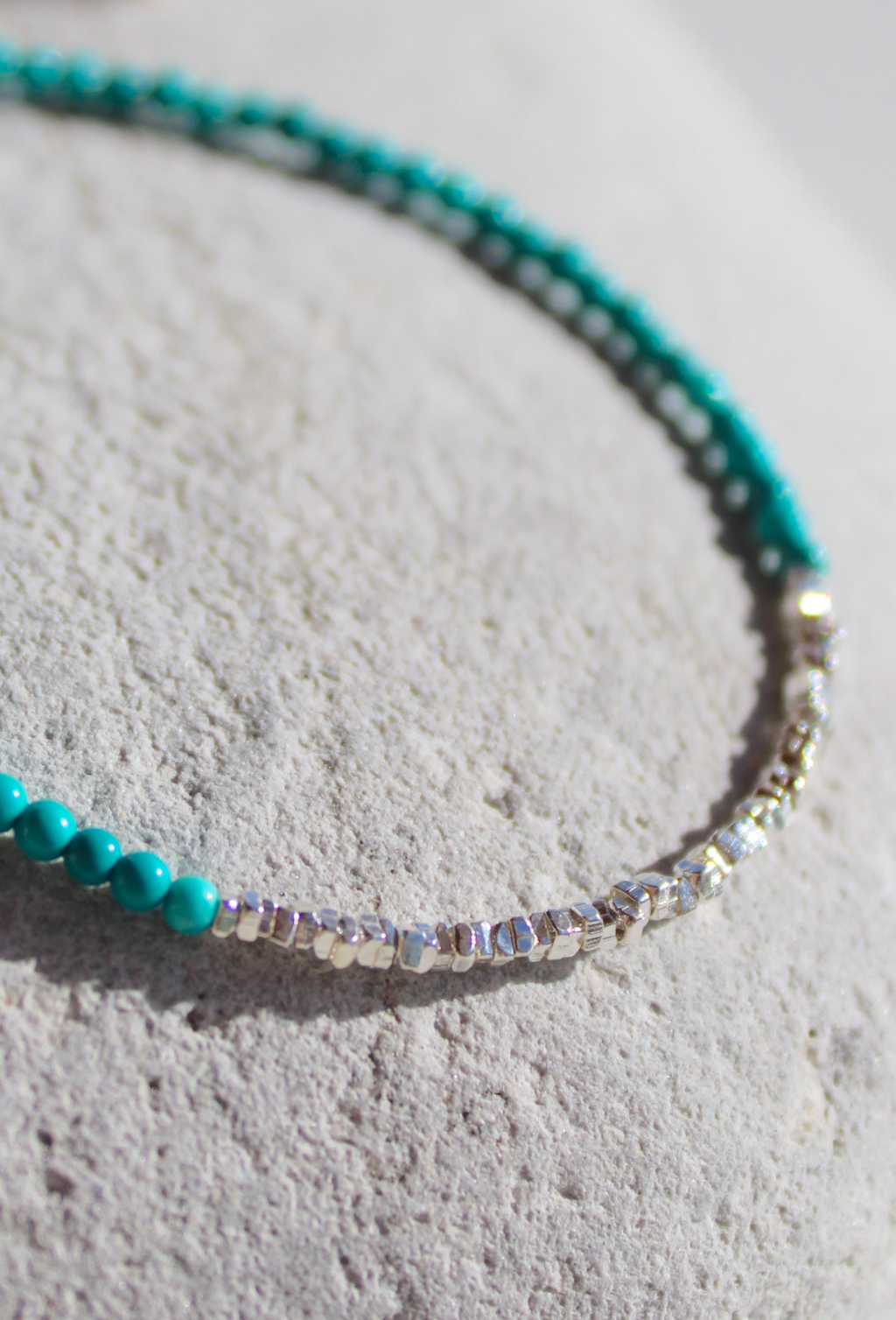 Lajas ~ Turquoise & Silver Pebble Bracelet
