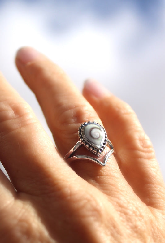 Shiva Eye Sea Shell Teardrop Ring