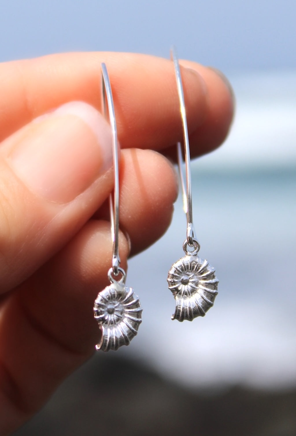 silver seashell earrings
