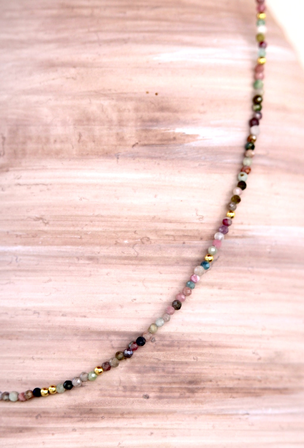 Cosmos ~ Mini Gemstone Beaded Necklace ~ Tourmaline & Gold