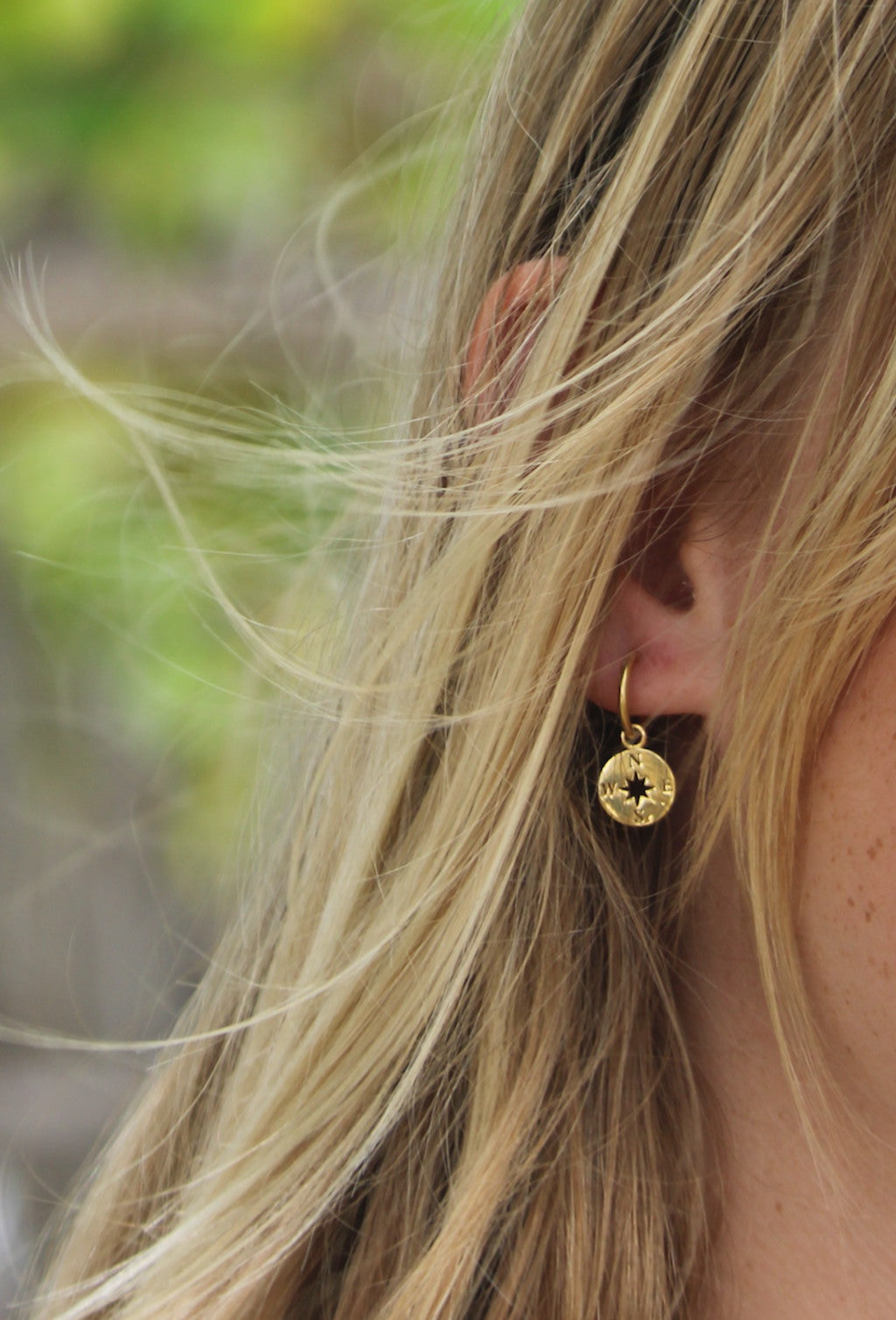 'Wayfinder' Compass Charm Hoop Earrings
