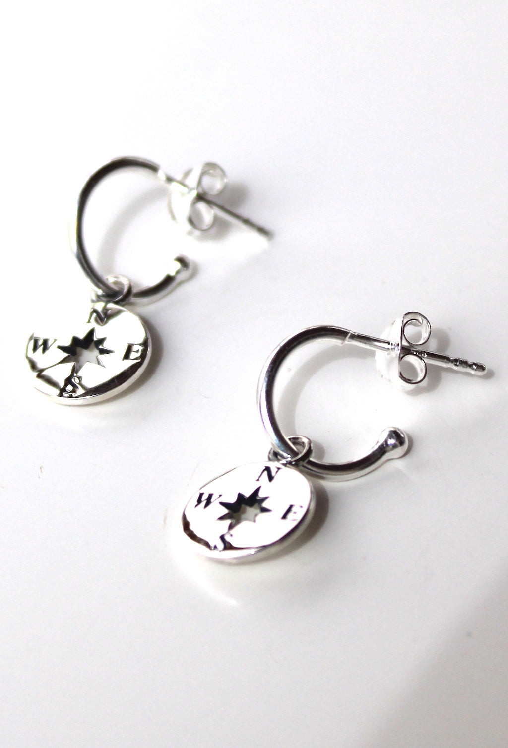 'Wayfinder' Compass Charm Hoop Earrings