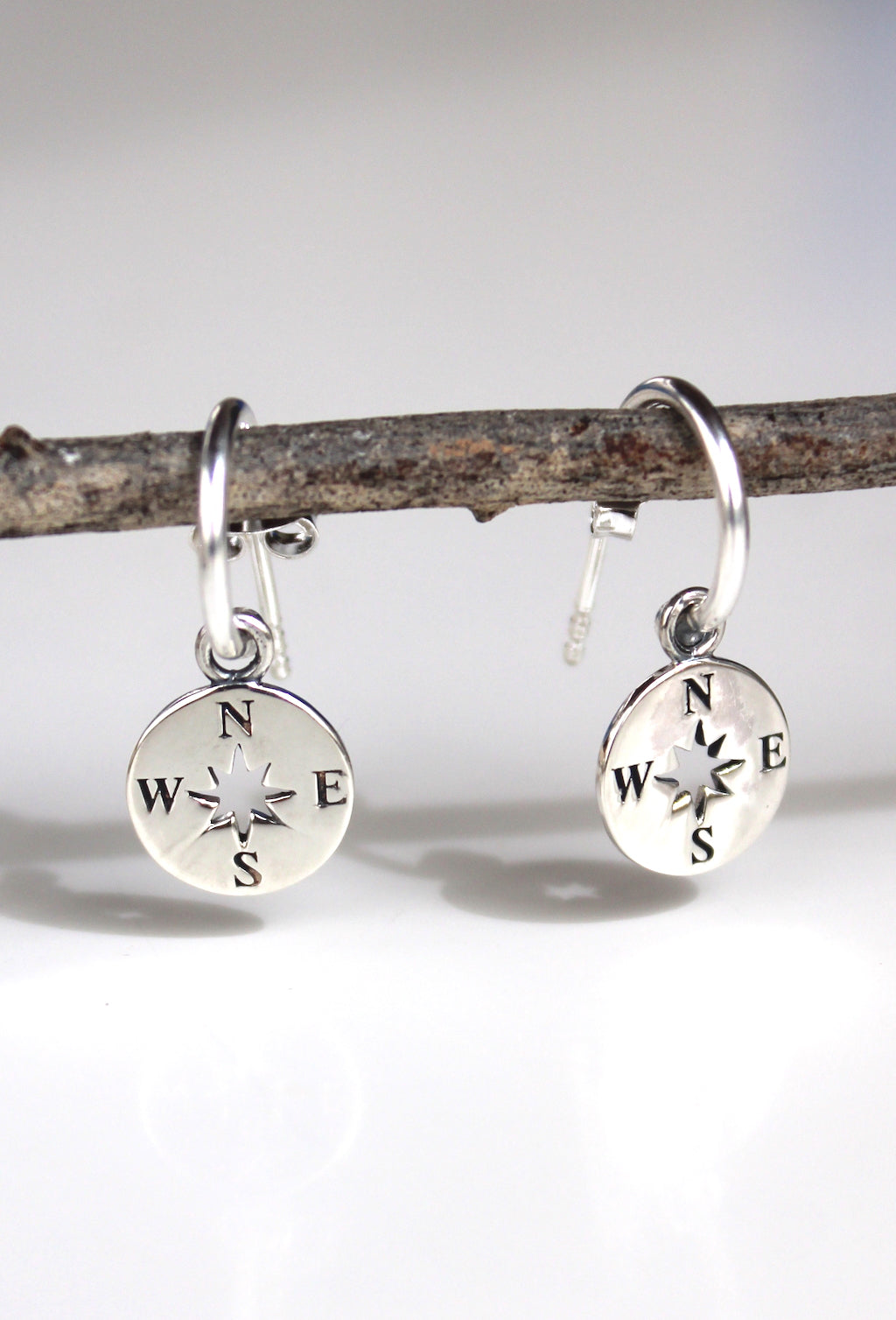 'Wayfinder' Compass Charm Hoop Earrings