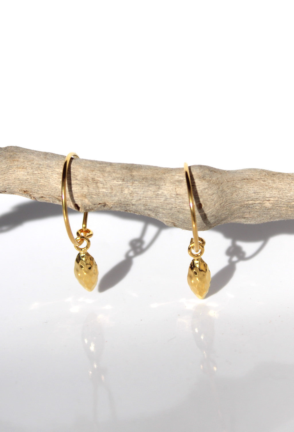 Lemon Drops ~ Hammered Gold Charm Full Hoop Earrings