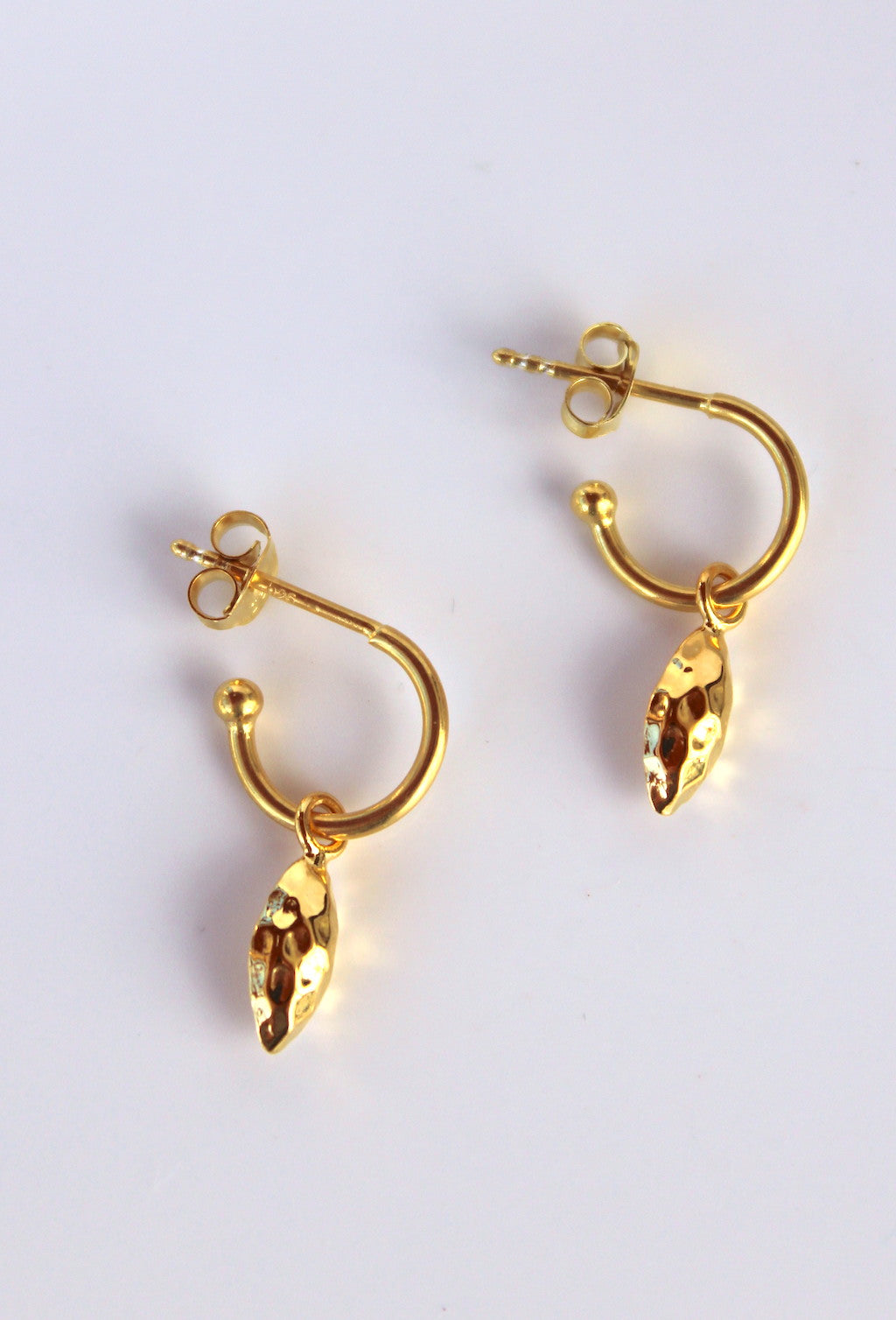 Lemon Drops ~ Hammered Charm Hoop Earrings