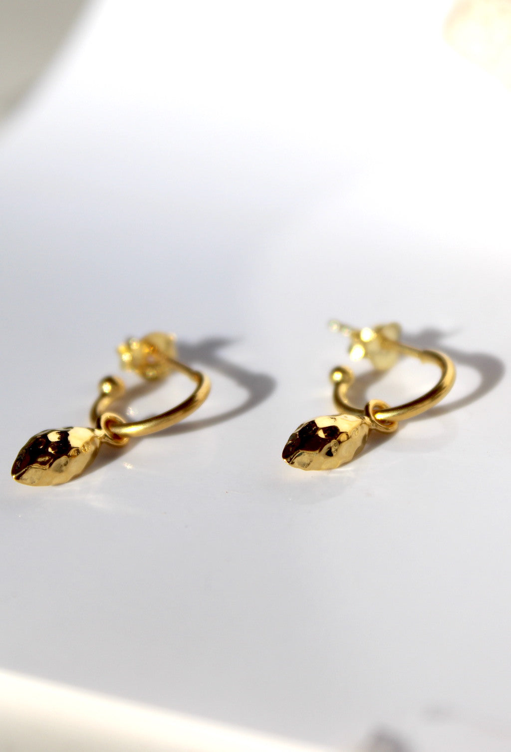 Lemon Drops ~ Hammered Charm Hoop Earrings