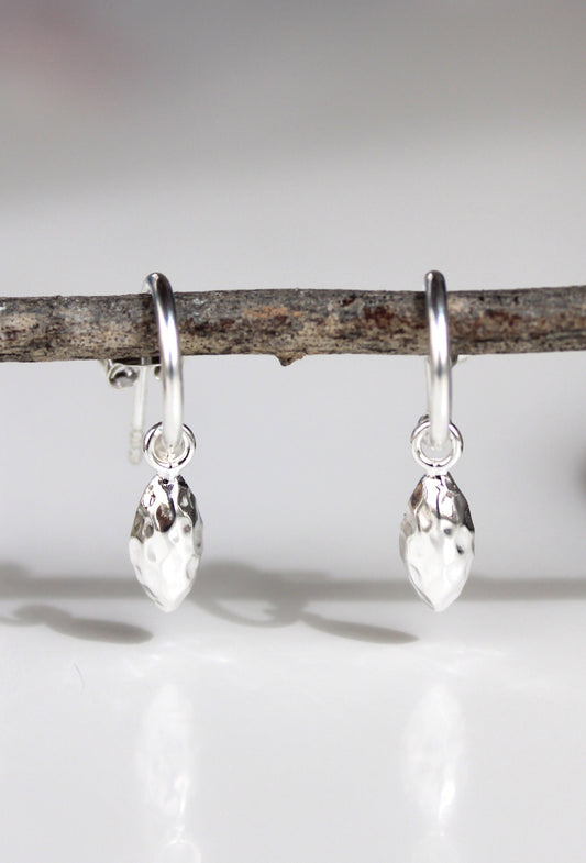 Lemon Drops ~ Hammered Charm Hoop Earrings