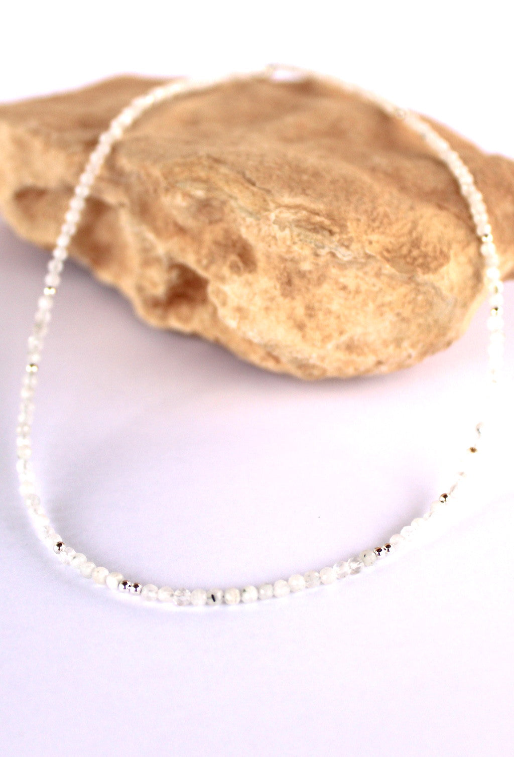 Cosmos ~ Mini Gemstone Beaded Necklace ~ Moonstone & Silver