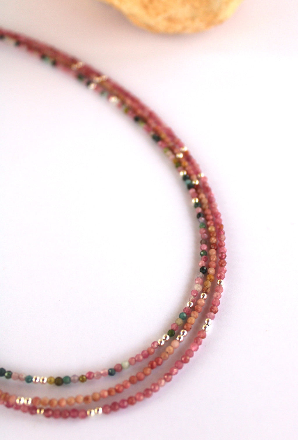 Cosmos ~ Mini Gemstone Beaded Necklace ~ Rhodonite & Silver