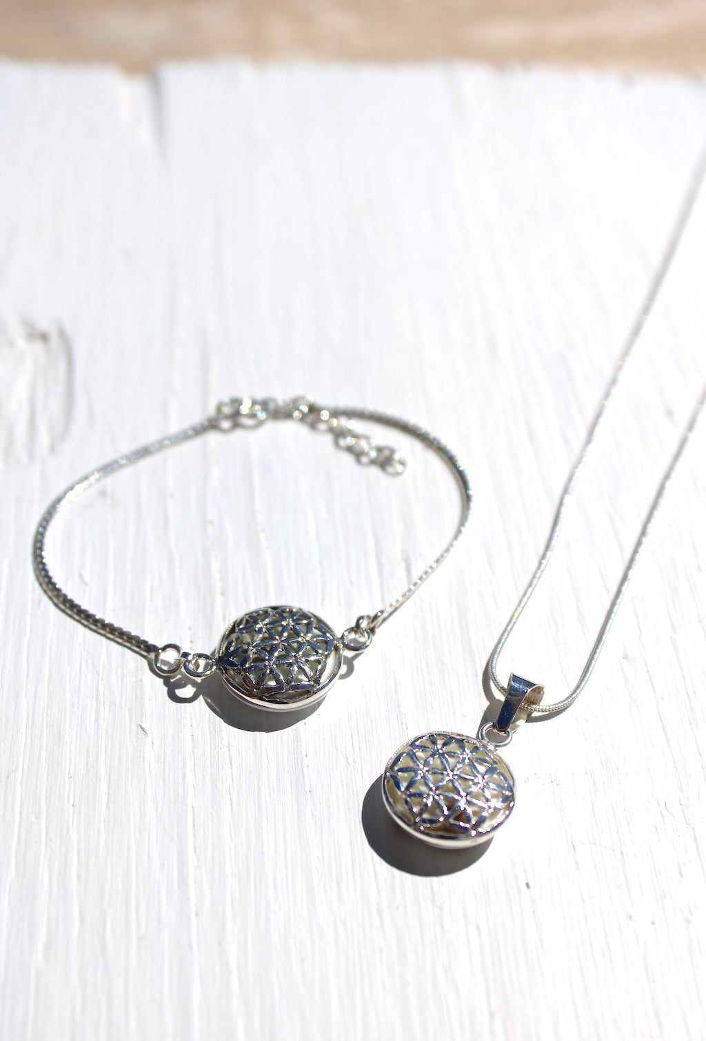 Shiva Eye Shell &  Flower of Life Reversible Pendant | Necklace