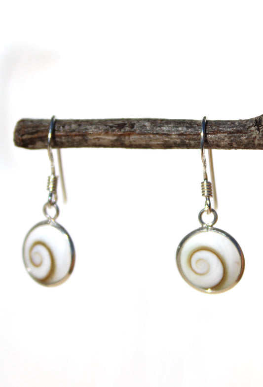 Shiva Eye Shell Small Round Drop Earrings