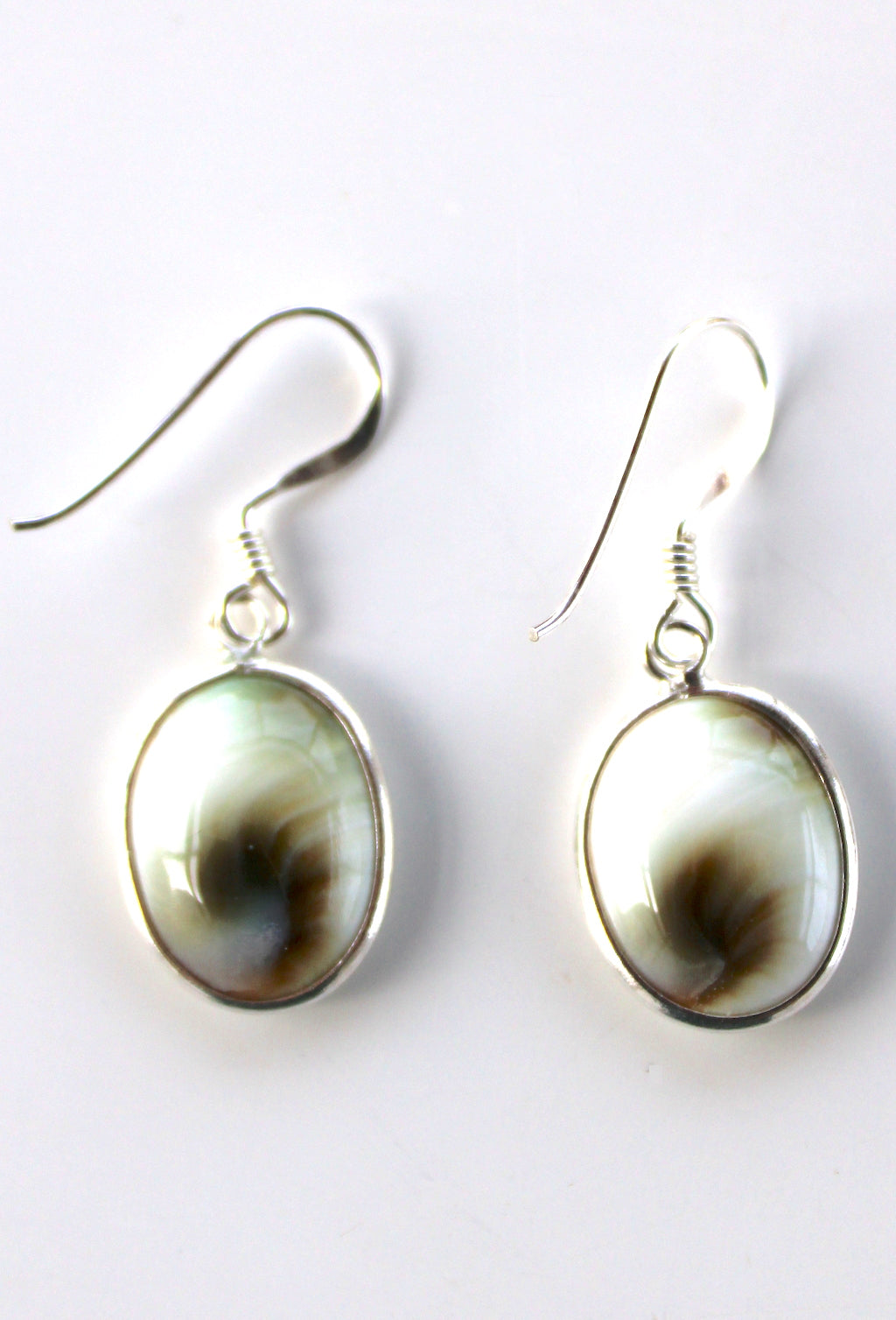 Shiva Eye Shell Oval Drop Earrings