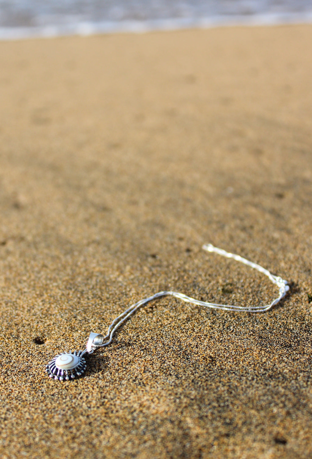 Spiral Sea shell & Shiva Eye Pendant | Necklace