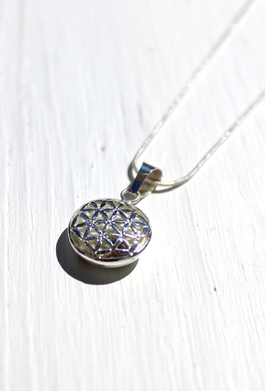 Shiva Eye Shell &  Flower of Life Reversible Pendant | Necklace