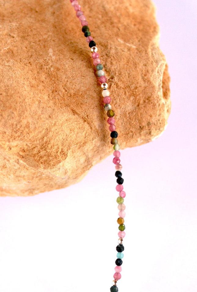 Cosmos ~ Mini Gemstone Beaded Necklace ~ Tourmaline & Silver