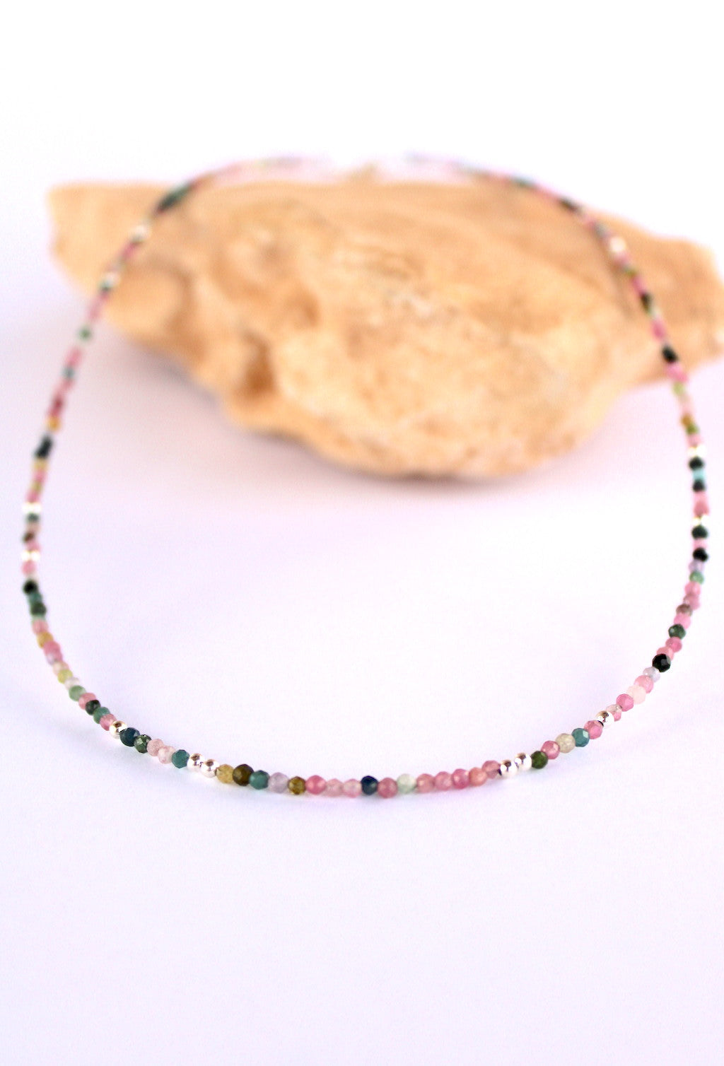 Cosmos ~ Mini Gemstone Beaded Necklace ~ Tourmaline & Silver