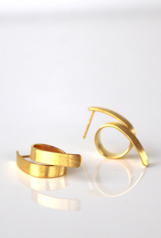 Caracola Large Spiral Stud Earrings - Gold