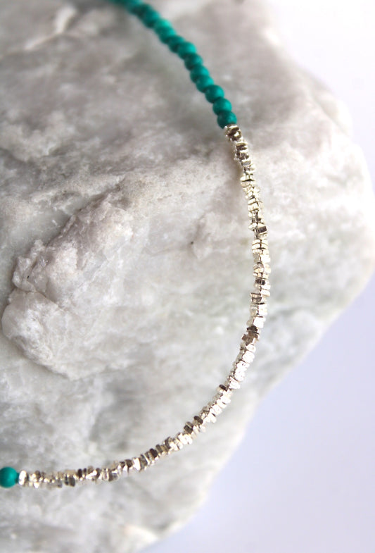 Lajas ~ Blue Howlite & Silver Pebble Necklace