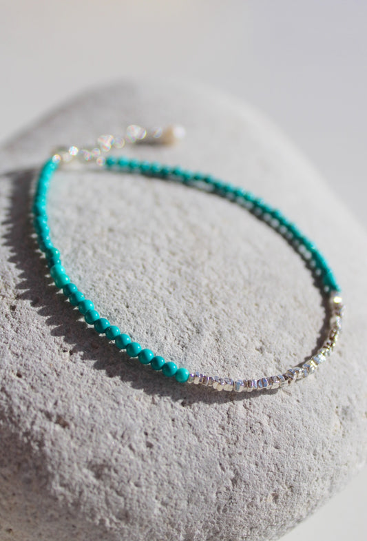 Lajas ~ Blue Howlite & Silver Pebble Bracelet