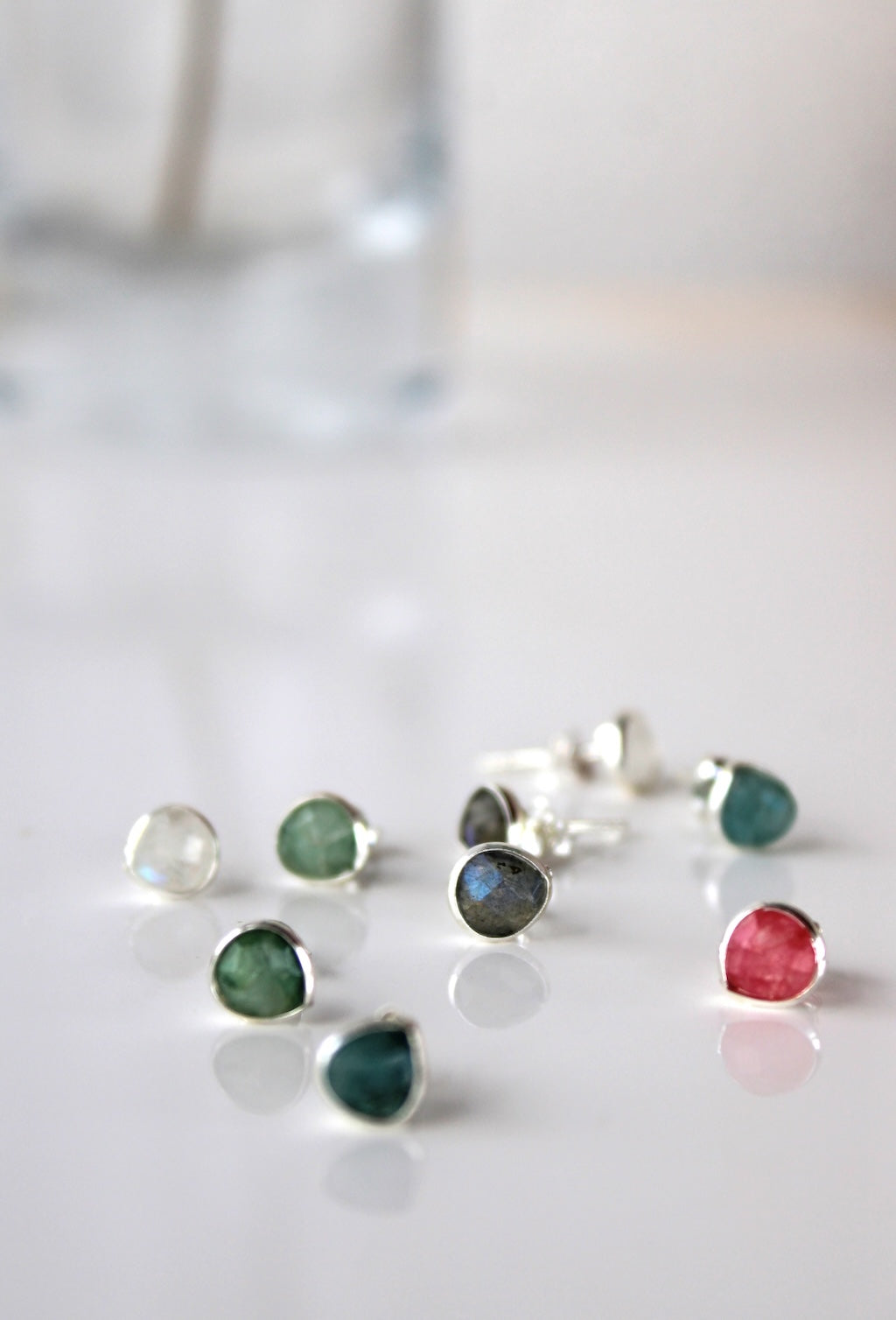 Lydia - Silver Gemstone Pebble Stud ~ Blue Apetite