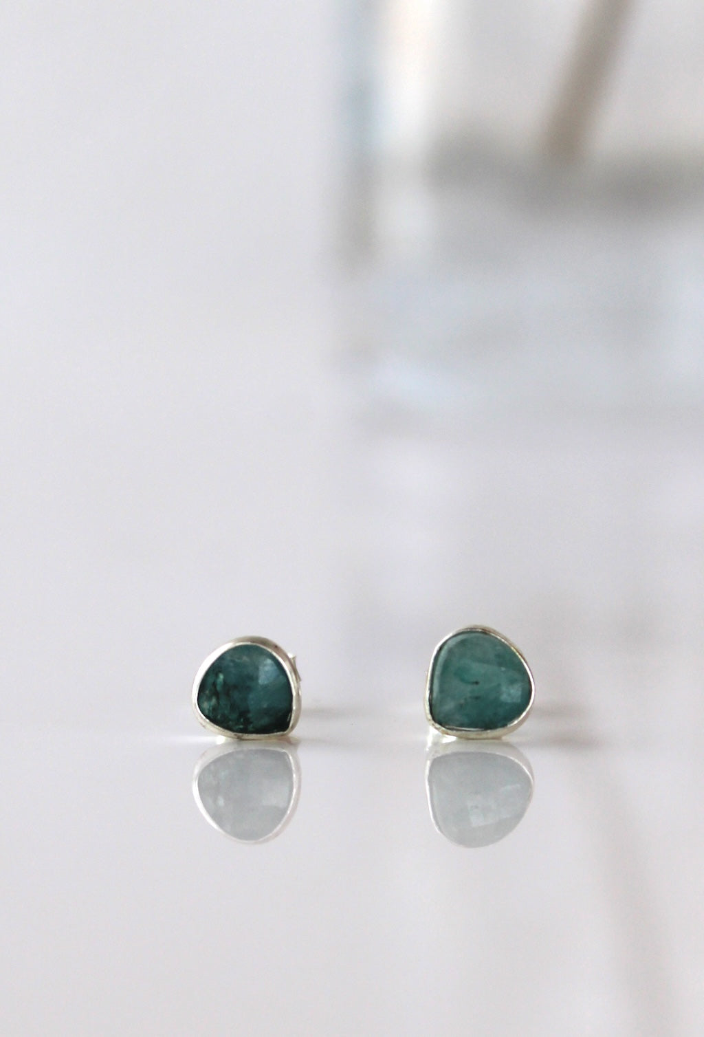 Lydia - Silver Gemstone Pebble Stud ~ Blue Apetite