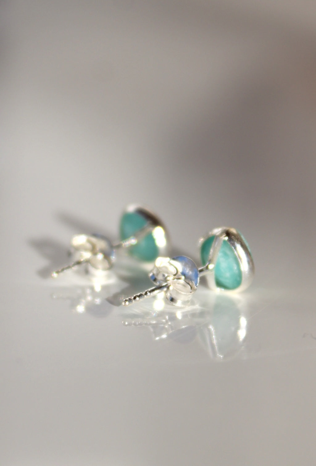 Lydia - Silver Gemstone Pebble Stud ~ Blue Apetite