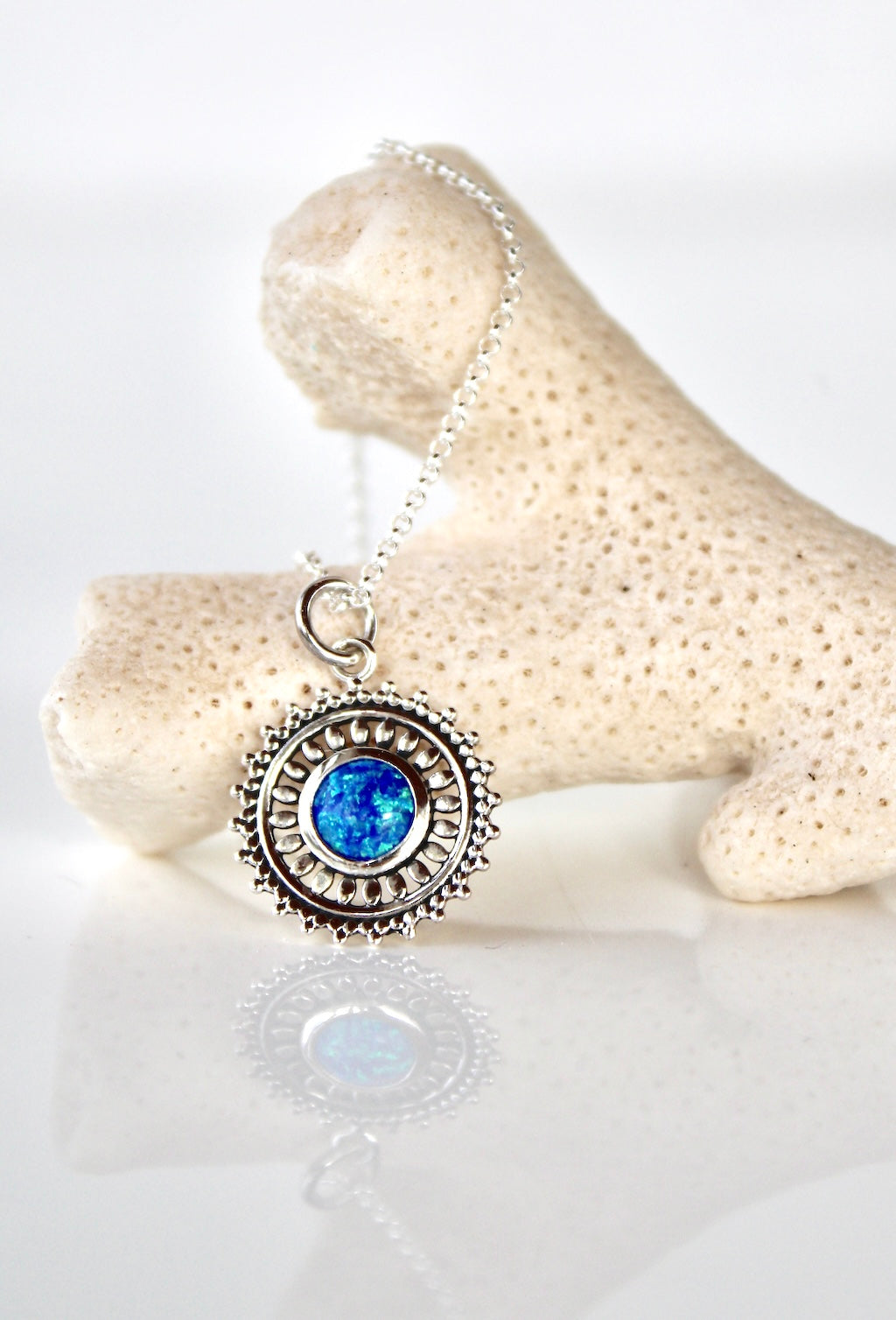 Opal Gemstone Mandala Necklace