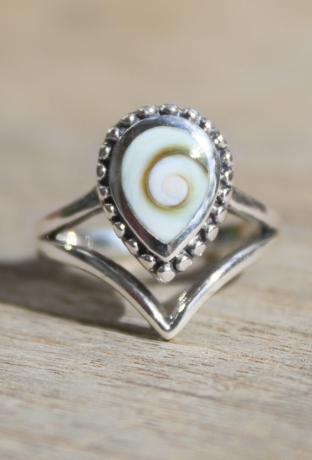 Anillo de lágrima de concha de ojo de Shiva