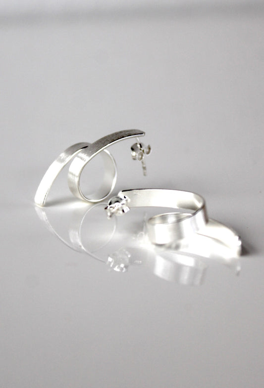 Caracola Large Spiral Stud Earrings - Silver