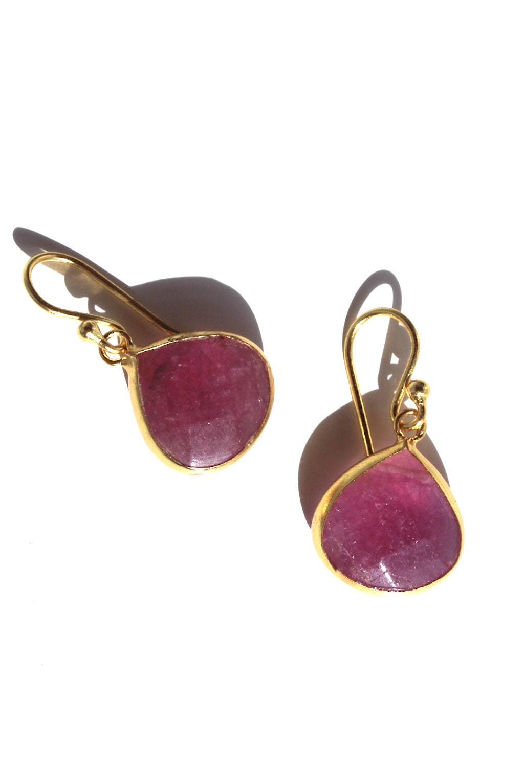 Watermelon Tourmaline & Gold Faceted Drop Earrings