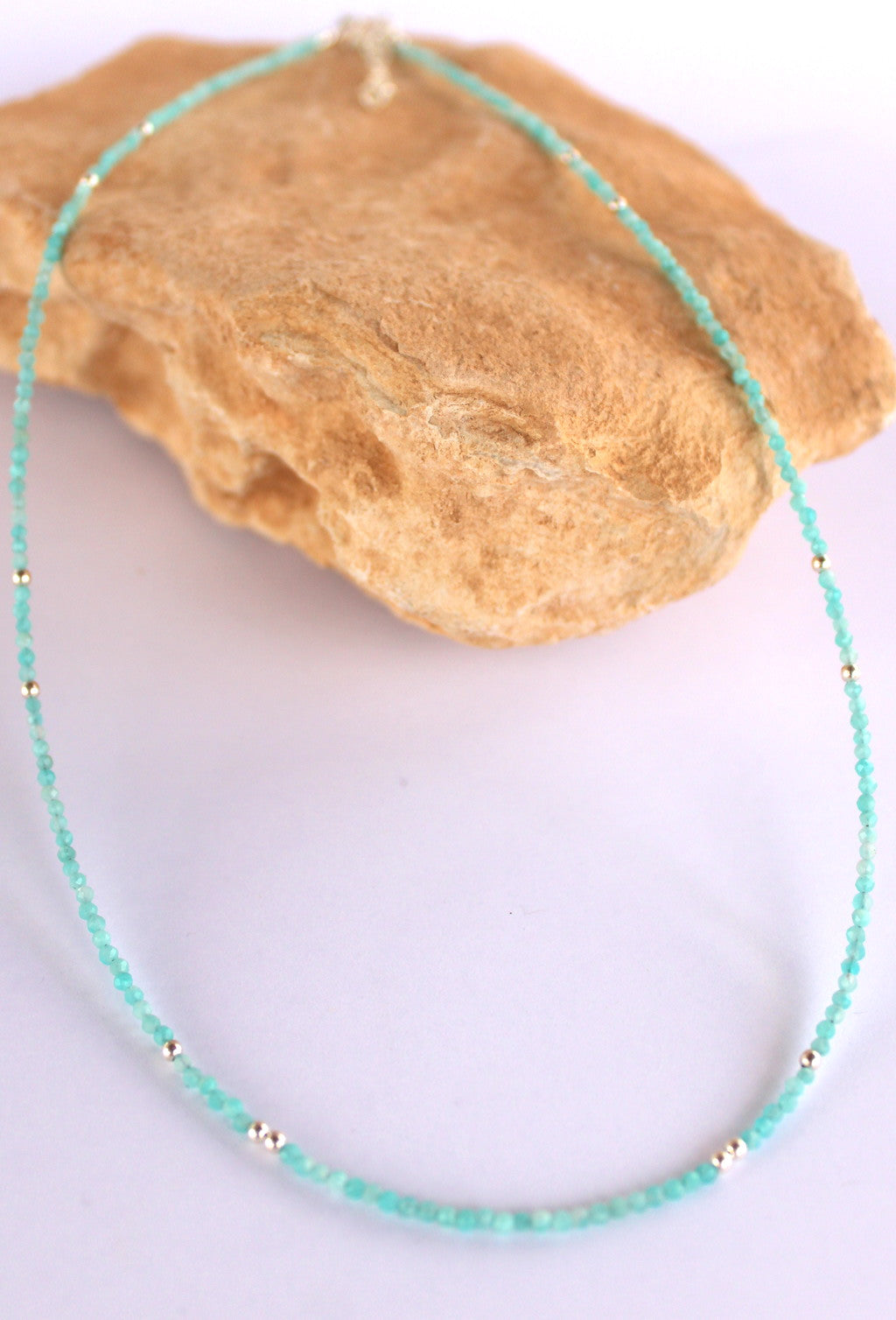 Cosmos - Mini Gemstone Beaded Necklace - Amazonite & silver