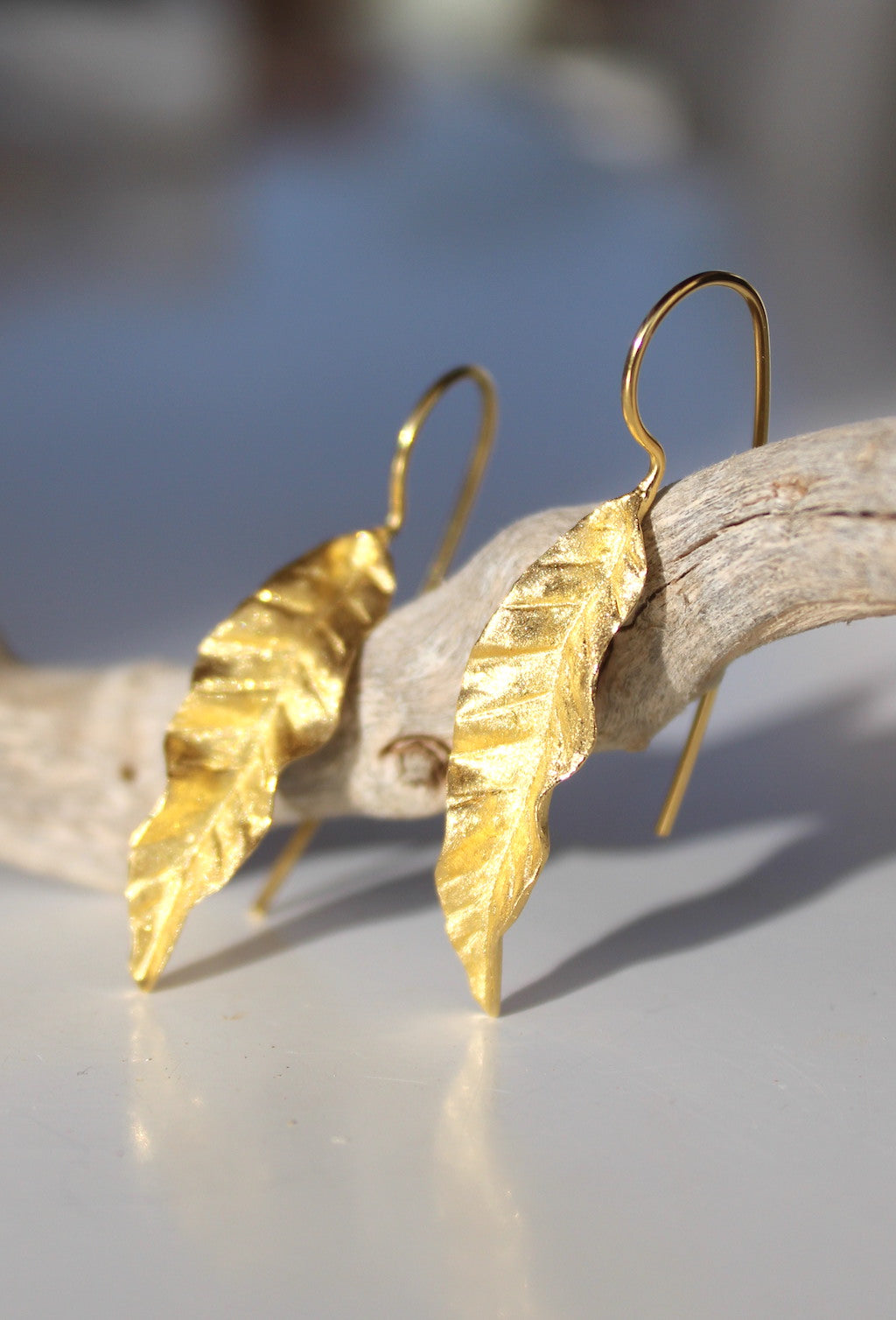 Golden Leaf Drop Earrings