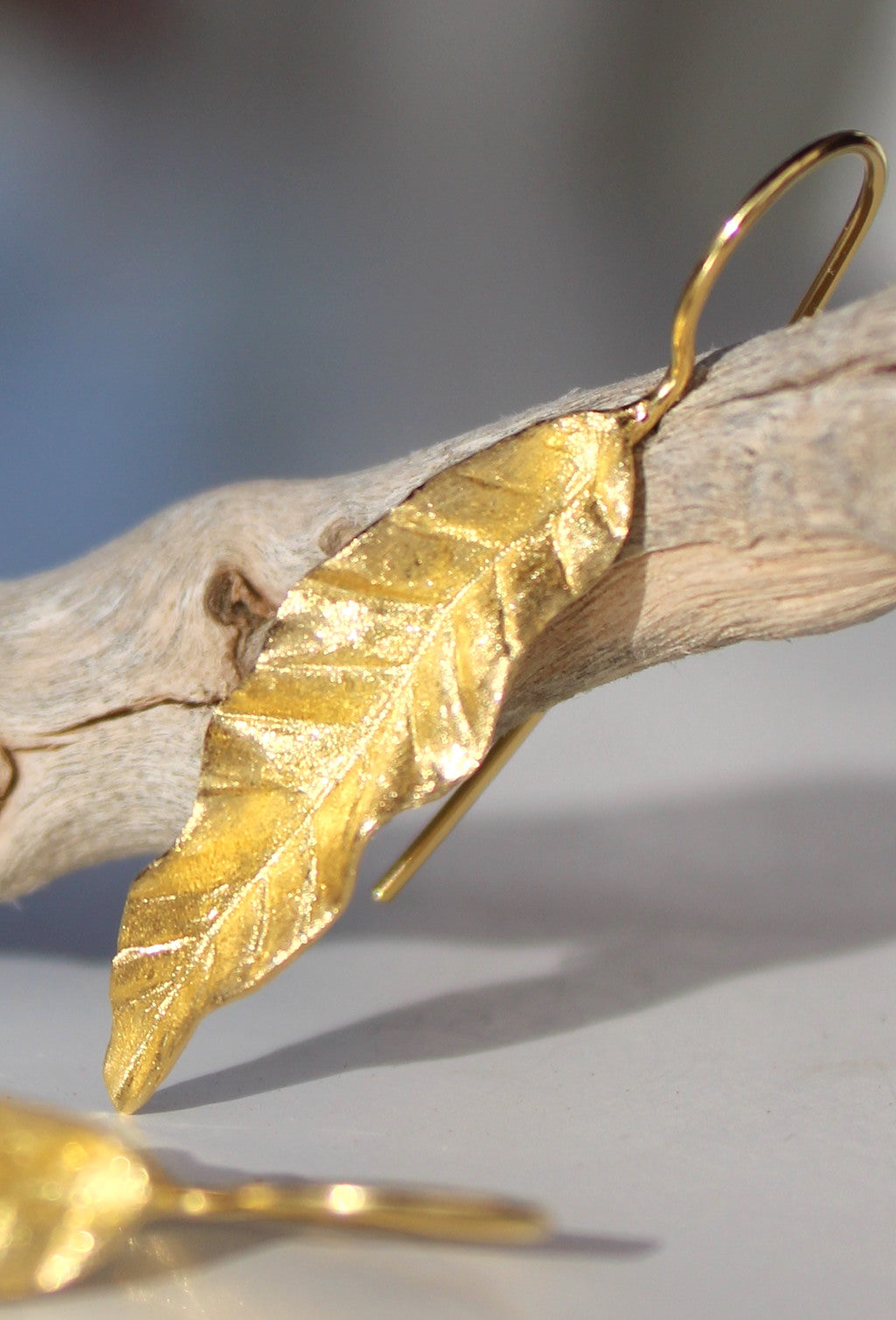 Golden Leaf Drop Earrings