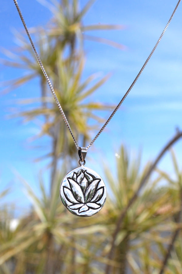 Lotus Flower Wisdom Medallion Necklace