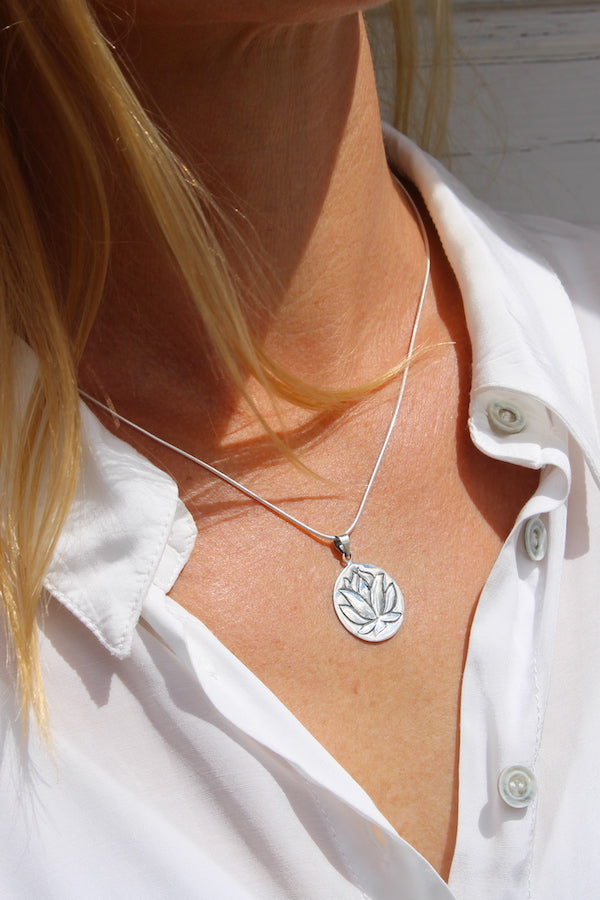 Lotus Flower Wisdom Medallion Necklace