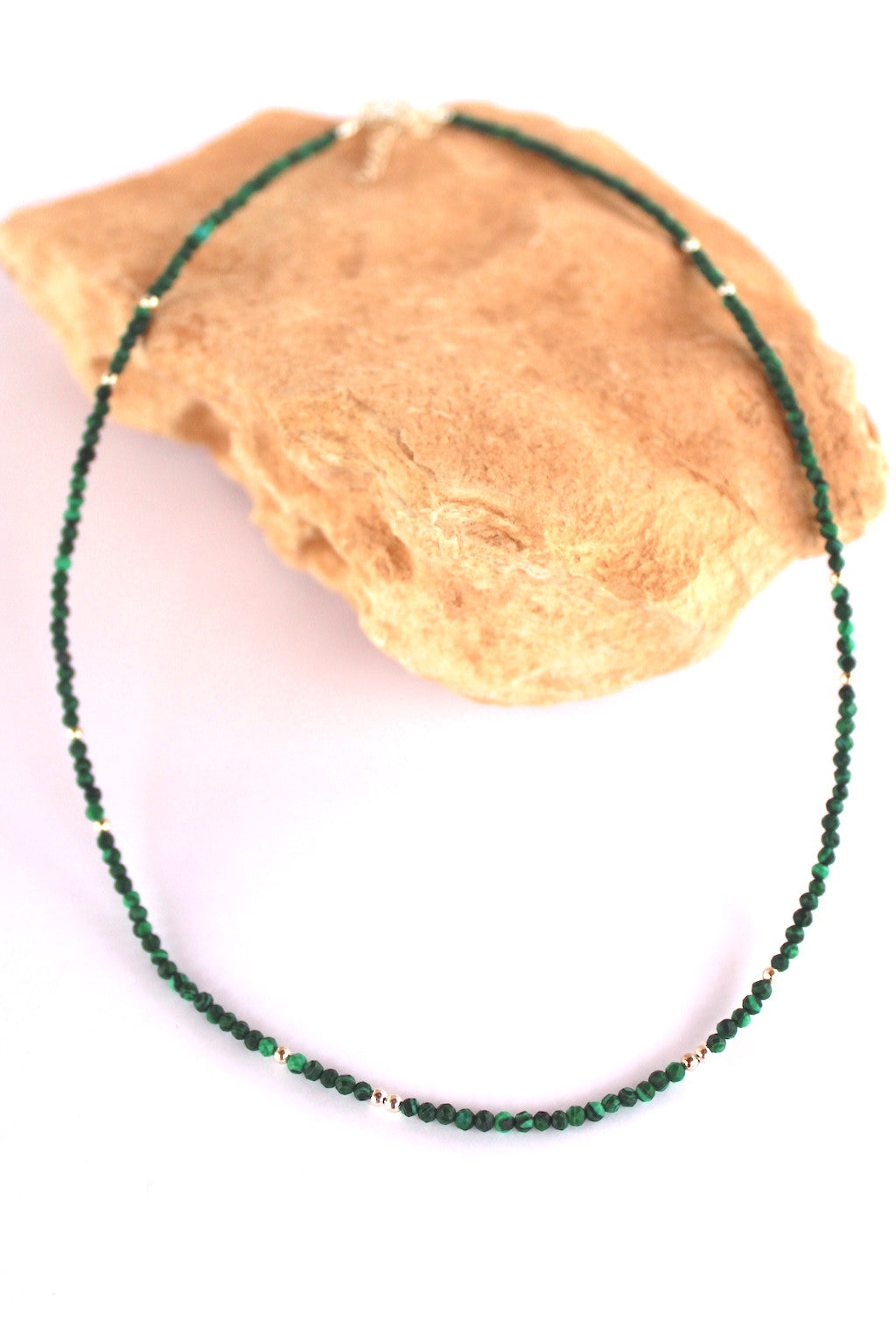 Cosmos ~ Mini Gemstone Beaded Necklace ~ Malachite & Silver