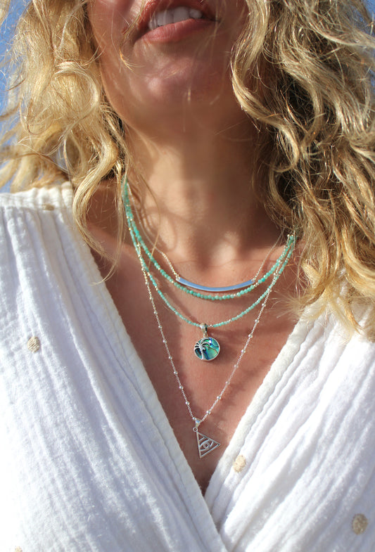 Cosmos - Mini Gemstone Beaded Necklace - Amazonite & silver