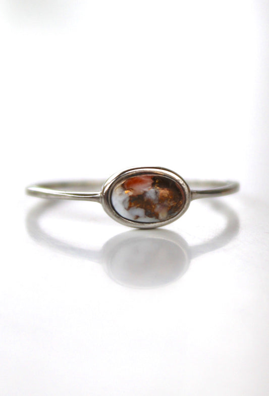 Mini anillo de planeta con piedras preciosas - Mercurio - Oyster Cobre Turquesa
