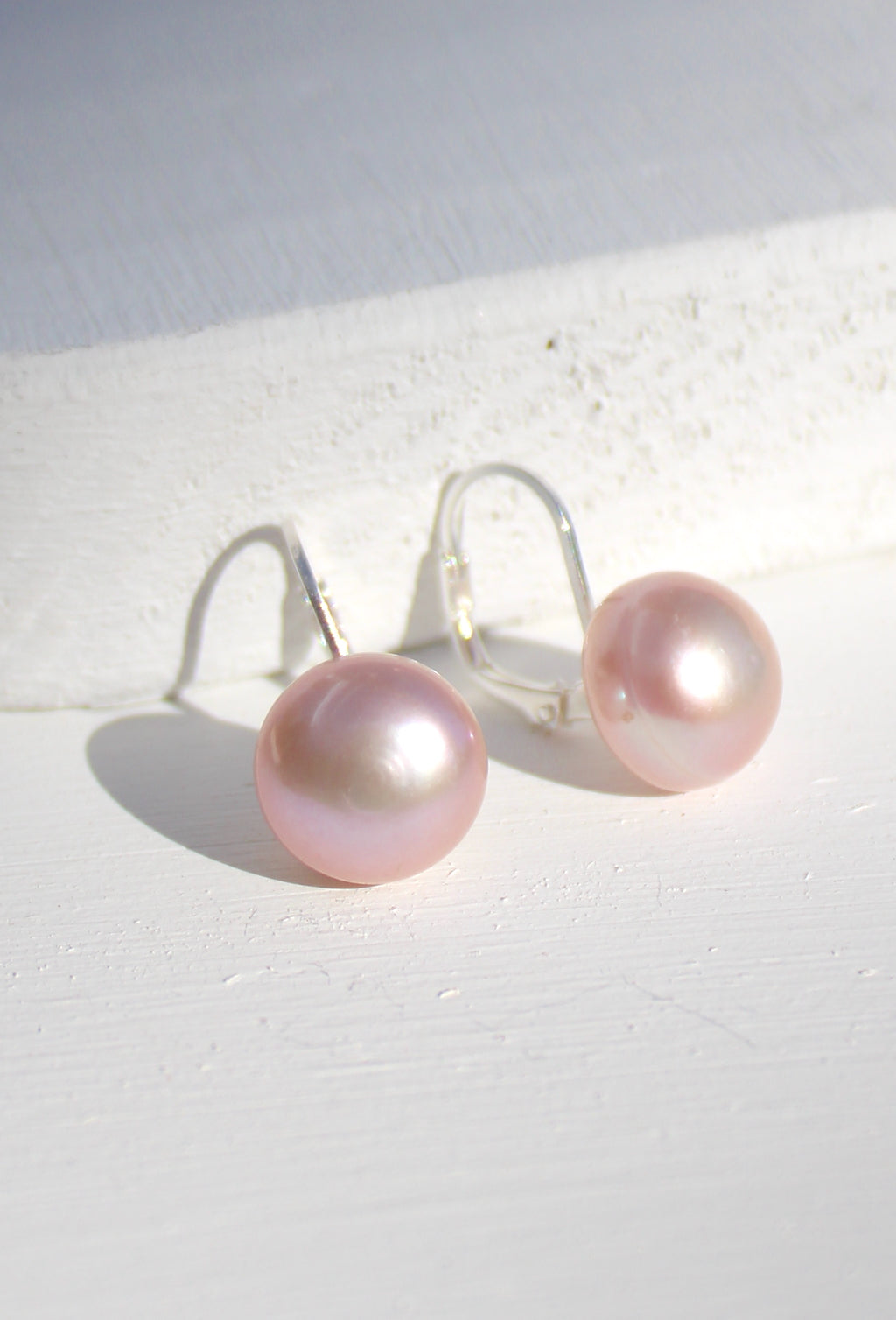 Large Natural Pearl Earrings with Lock