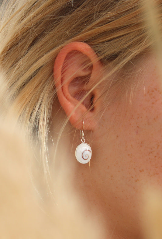 Shiva Eye Shell Oval Drop Earrings