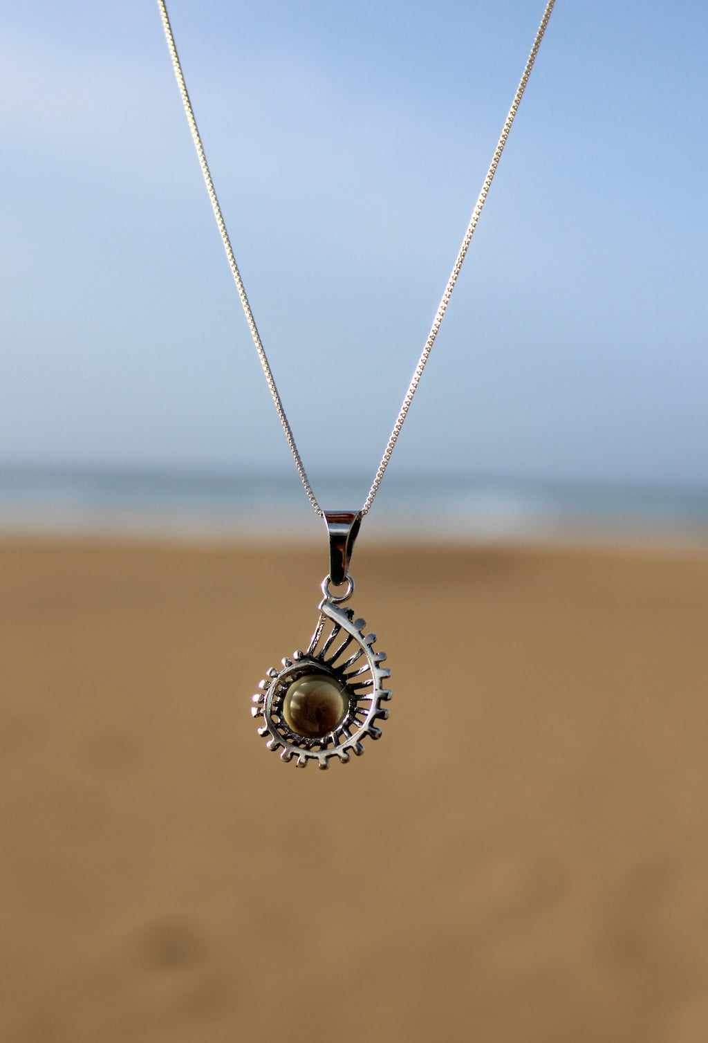 Spiral Sea shell & Shiva Eye Pendant | Necklace