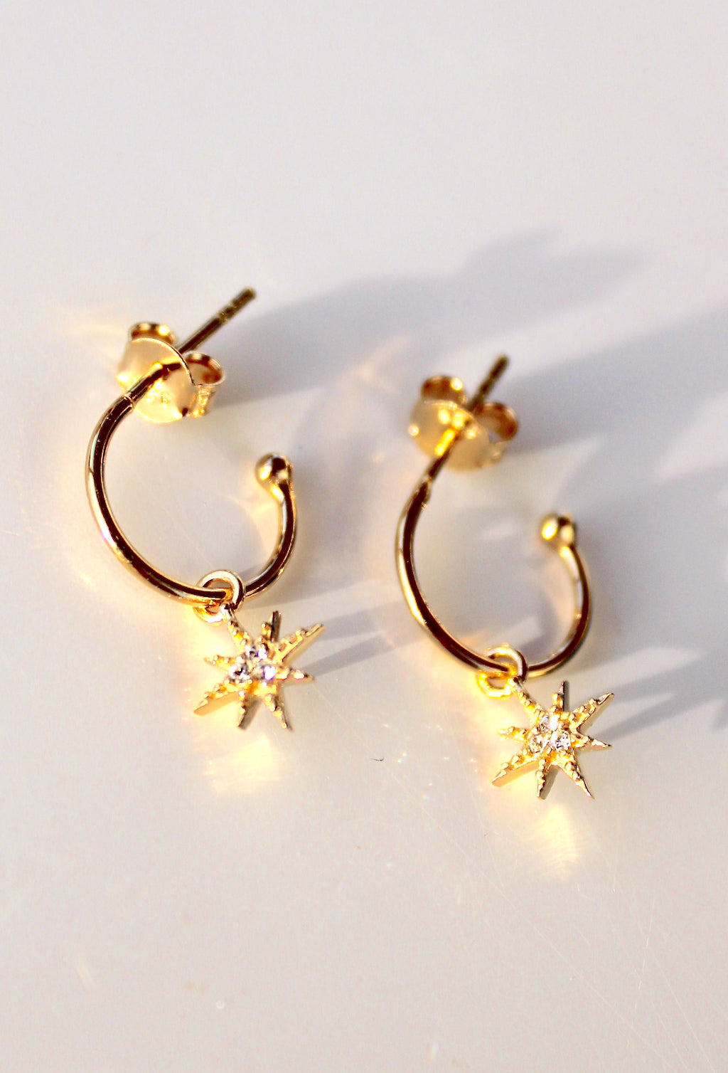 Celestial ~ Crystal Star Burst Hoop Earrings